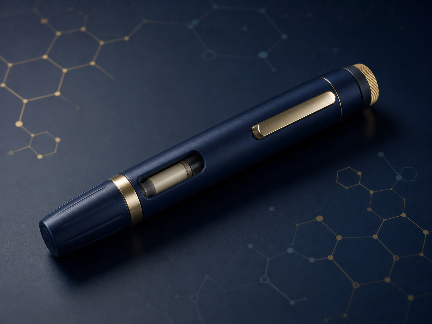 Representative illustration of a generic unbranded injectable pen device; not an actual product, manufacturer, model or package
